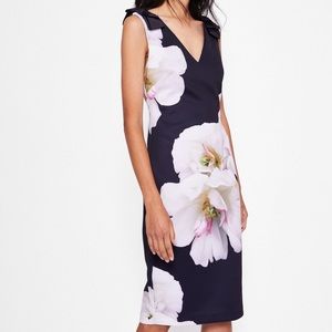 Ted Baker Black and White Floral Midi Dress